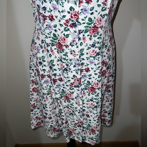 Vintage 90s All That Jazz Floral Lace-Up Back Dress/Cottagecore/Size M - Picture 3 of 14